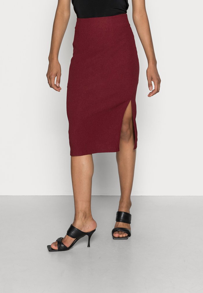 Jupe Anna Field STRUCTURED FABRIC MIDI WAISTED PENCIL Mini Bordeaux Femme | PRX-1931326